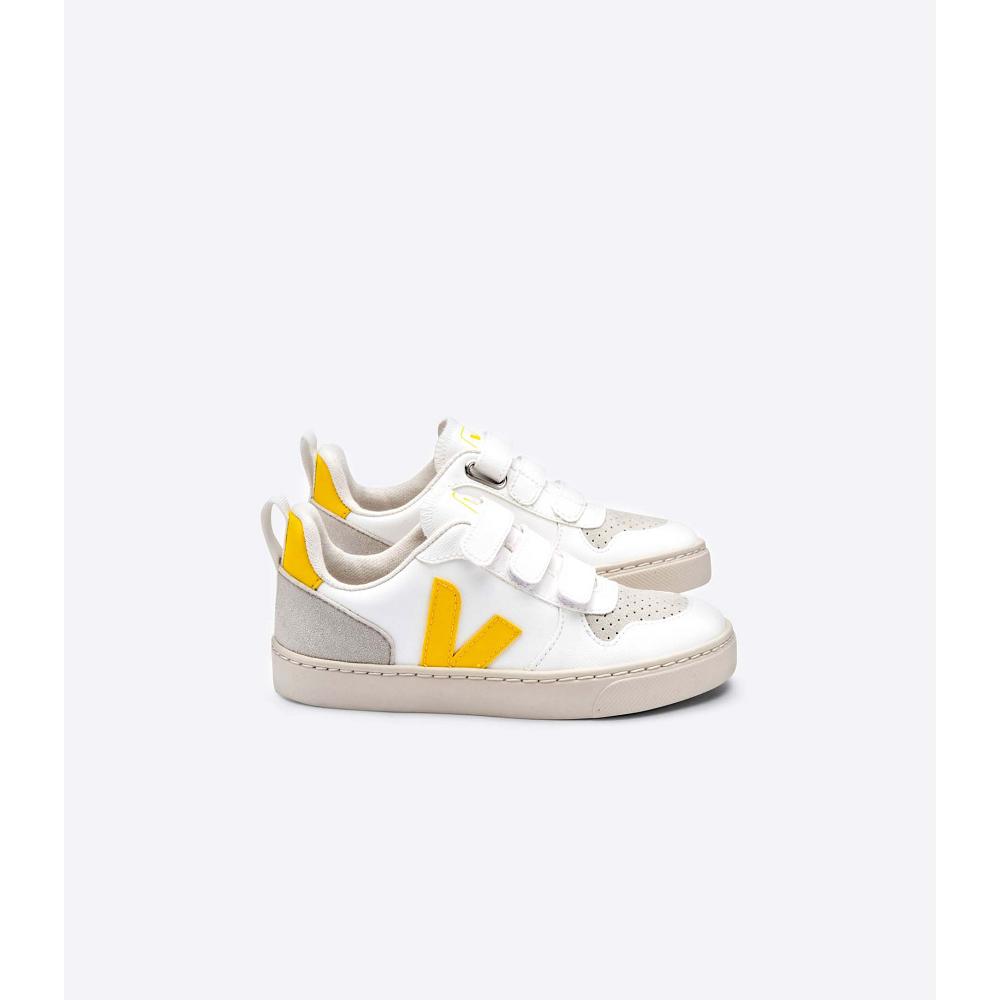 Veja V-10 STRAPS CWL Sneakers Kinderen White/Orange | BE 844QMA